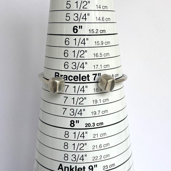 Sterling Silver 925 Modernist Style Square Capped Charm Cuff Bracelet Size 7" - Picture 9 of 16